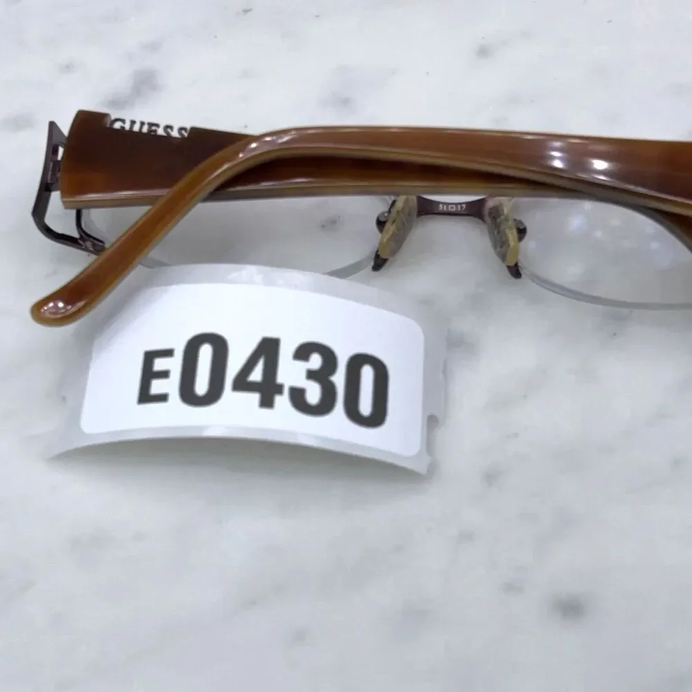 GUESS GU 1657 BRN Half Rim Brown Eyeglasses Frames Only with Case 51-17-135